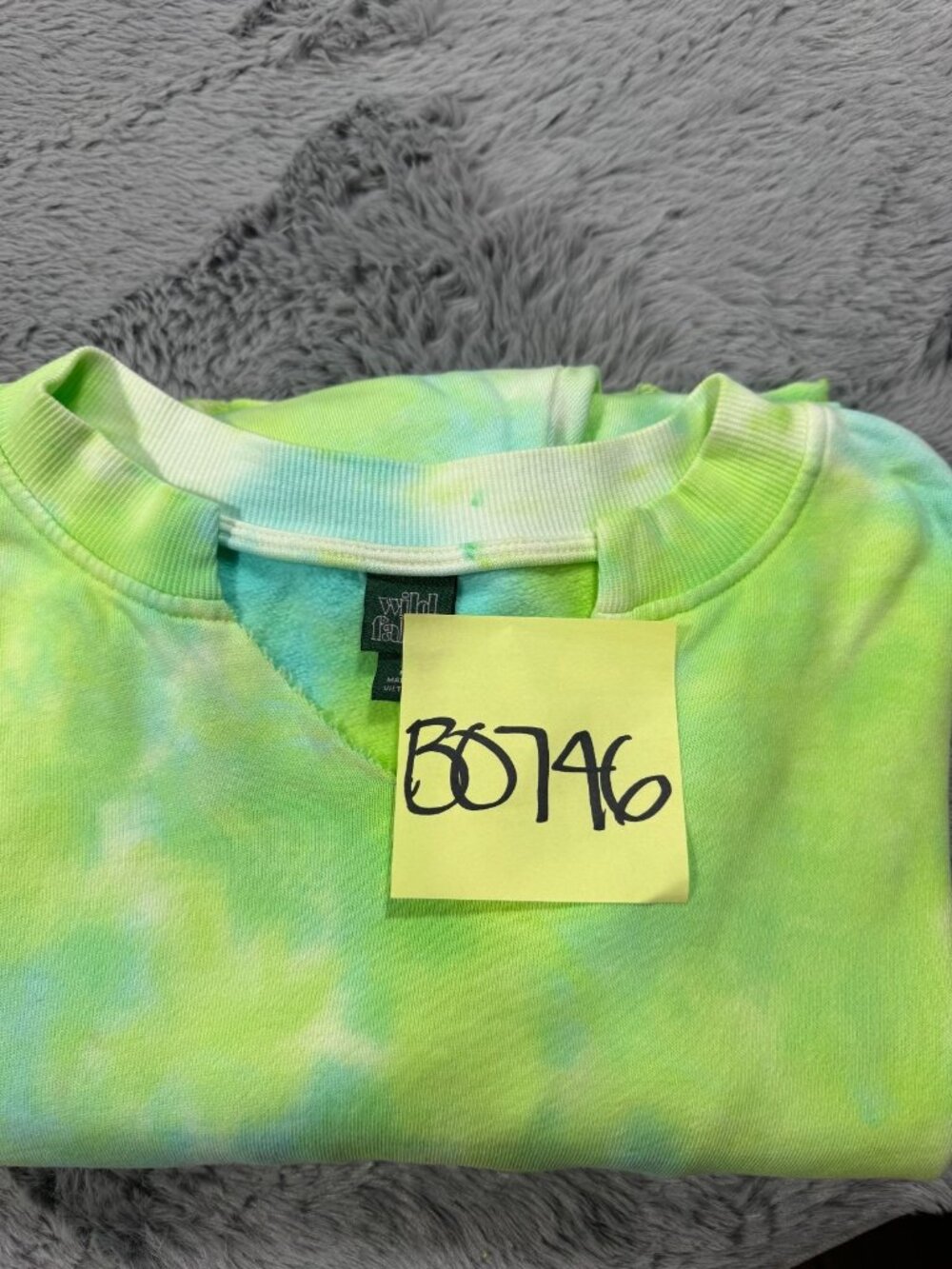 Wild Fable Sweatshirt Women's M Green Tie-Dye Cotton Lined Cropped Oversized - Picture 13 of 13